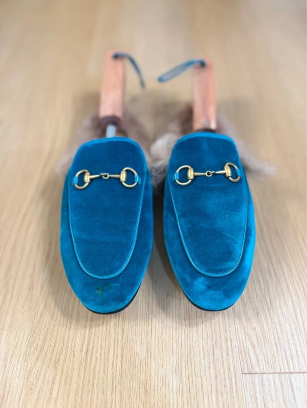Women’s Gucci Princetown Velvet Fur Horsebit Loafers Size 37